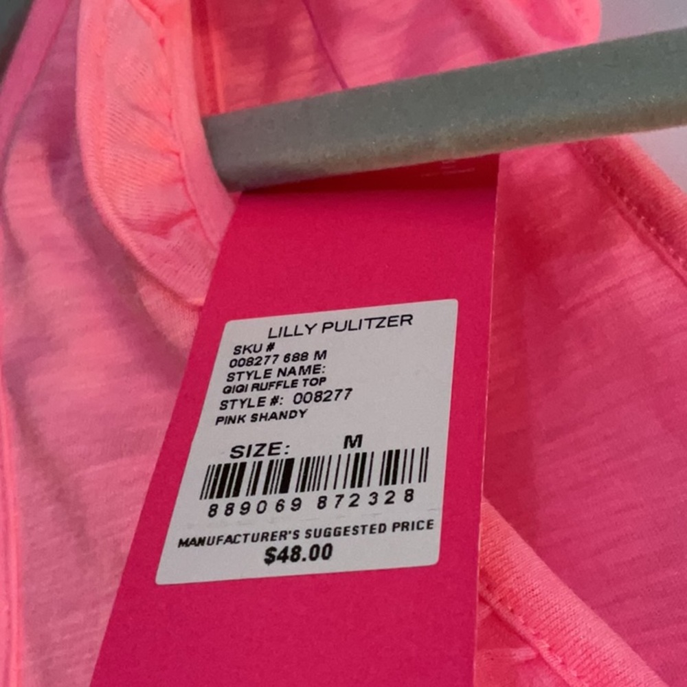 Pink Sleeveless Ruffle V-Neck Top - Picture 2 of 2